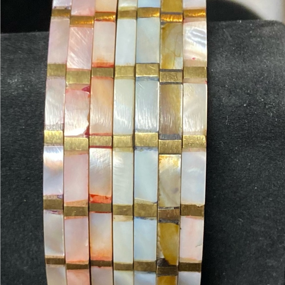 Mother of pearl and brass bangles 7 colors